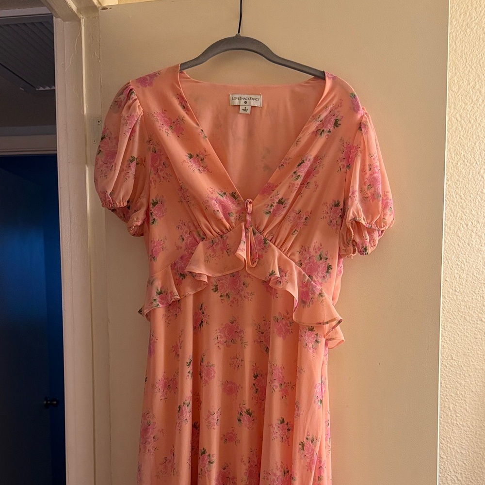 LoveShackFancy Peach Floral Dress